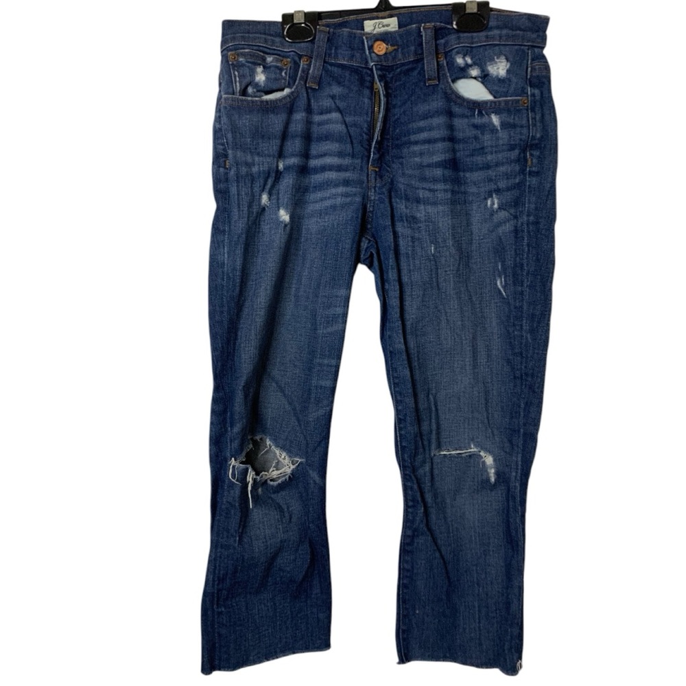 J Crew Slim Broken in Boyfriend Distressed Denim Jeans Size 27